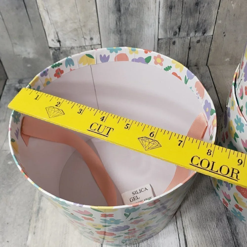 Set of 4 Floral Cardboard Buckets with Ribbon Handle 7